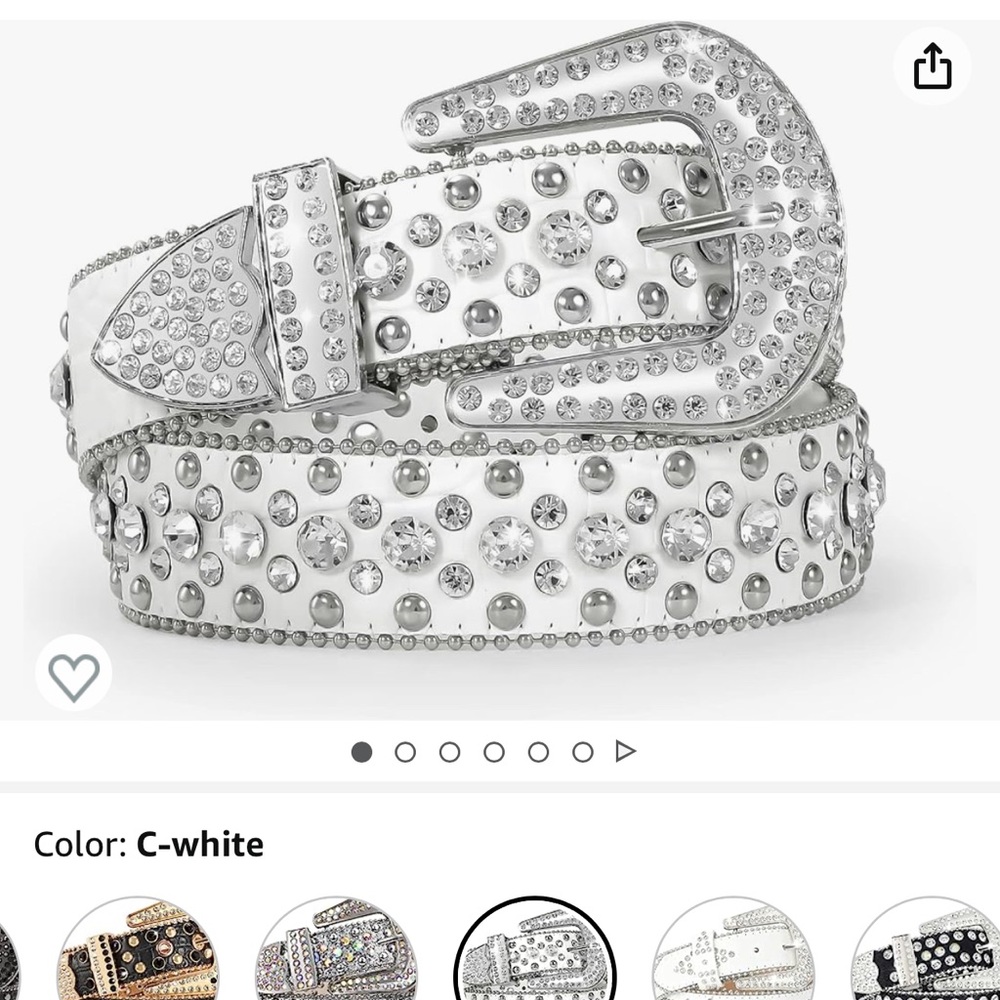 BEDAZZLED BELT WITH WIDE WESTERN BUCKLE